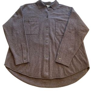 Women’s Wool Yak Button-Up Shirt Oversized Brown New Size L SWTR